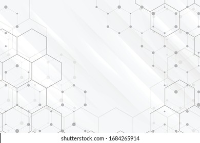 Abstract Grey Hexagon White Background