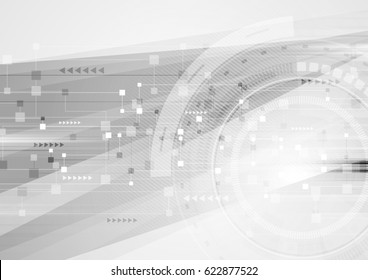 Abstract grey hi-tech futuristic background. Geometric technology vector design with gear