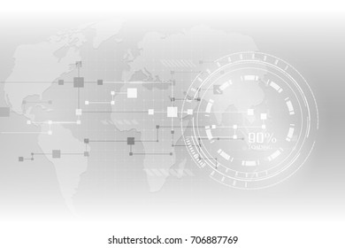 Abstract grey hi-tech futuristic background. Geometric technology vector design with gear