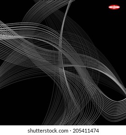 abstract grey line white wave on black background vector