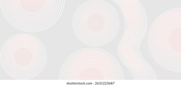 Abstract grey lines on white background with luxury circle square background. Modern pattern elegant gray line template background.