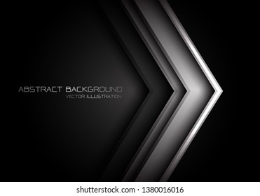 Dirección de flecha metálica gris abstracta en negro con diseño de texto moderno de fondo futurista ilustración vectorial.