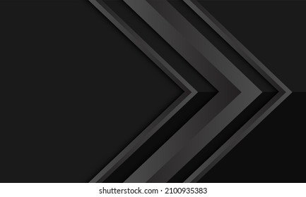 Abstract grey metallic arrow direction on black with blank space design modern  futuristic background vector illustration.