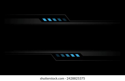 Abstract grey metallic blue power light geometric banner on black design modern futuristic technology background vector illustration.