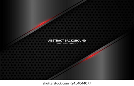 Abstract grey metallic circle mesh red light power geometric vector background design luxury creative illustration.