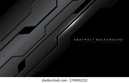 Resumen de circuito cibermetálico gris con diseño en blanco negro de tecnología futurista moderna ilustración vectorial de fondo.