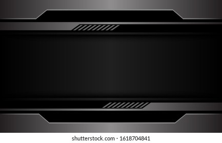 Abstract grey metallic geometric black circuit direction design modern futuristic technology background vector illustration.