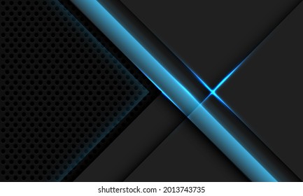 Abstract grey metallic overlap blue light circle mesh design modern luxury futuristic technology background vector illustration.	