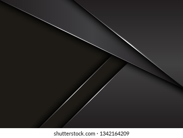 Abstract grey metallic overlap on dark blank space design modern luxury futuristic background vector illustration.