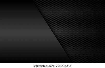 Abstract grey metallic overlap on dark circle mesh pattern blank space design modern luxury futuristic background vector illustration.