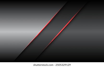 Abstract grey metallic red light slash black shadow geometric design modern futuristic background vector illustration.