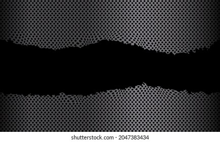 Abstract grey metallic torn circle mesh in black design modern luxury futuristic technology vector background illustration.
