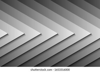 Abstract grey metallic triangles background with paper cutout 3D style for banner, invitation, poster or web site design. Paper cut style, 3d effect imitation, vector illustration.