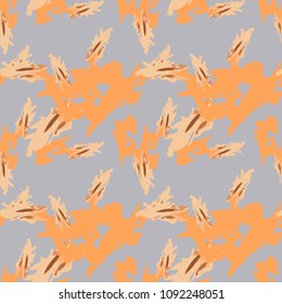 Abstract grey and orange and brown background as UFO camouflage. Seamless repeat bright pattern usable as gray urban camo, wallpaper, backdrop or for print for textile or wrapping paper