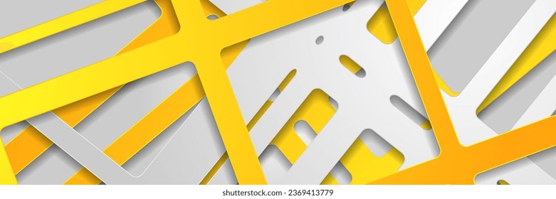Resumen de fondo geométrico de rayas de papel gris naranja. Diseño de pancartas vectoriales