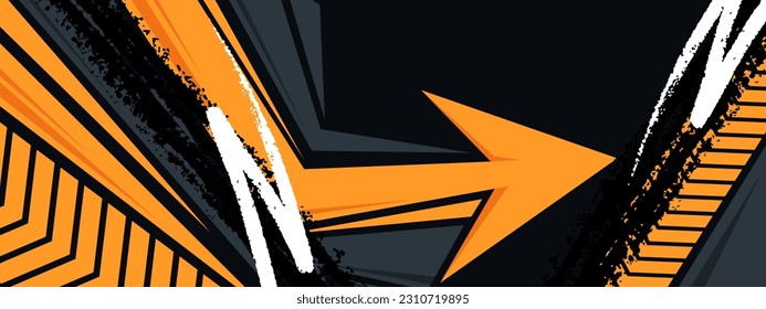 Abstract grey orange sports racing concept banner background illustration.