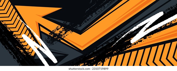 Abstract grey orange sports racing concept banner background illustration.