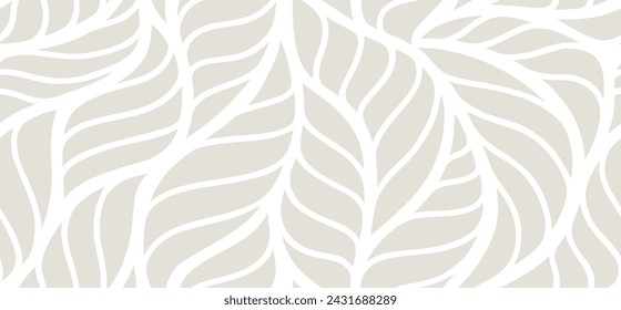 Abstract grey ornament seamless pattern. leaf geometric background. exotic leaves organic pattern.