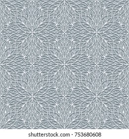 Abstract grey ornament, vector seamless pattern in neutral color