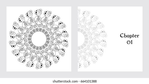 Abstract grey ornamental round pattern. Freedom seamless circle pattern with white background.