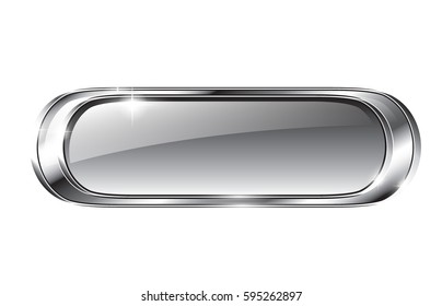Abstract grey oval background with a silver frame, with space for your text. Vector illustration.
