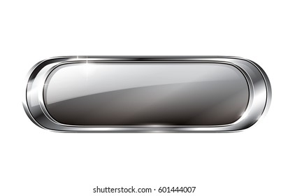 Abstract grey oval background with a silver frame, with space for your text. Vector illustration. 