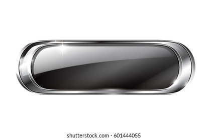 Abstract grey oval background with a silver frame, with space for your text. Vector illustration. 