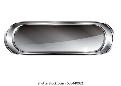 Abstract grey oval background with a silver frame, with space for your text. Vector illustration.