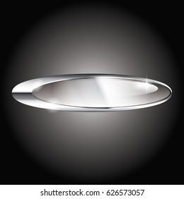 Abstract grey oval background with a silver frame, with space for your text. Vector illustration.