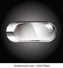 Abstract grey oval background with a silver frame, with space for your text. Vector illustration.