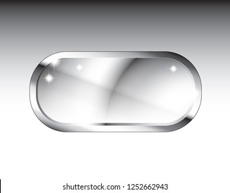 Abstract grey oval winter themed background with a silver frame and space for your text. Vector illustration.