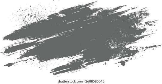 Abstractas salpicaduras de pintura gris y pinceladas ásperas sobre un fondo blanco