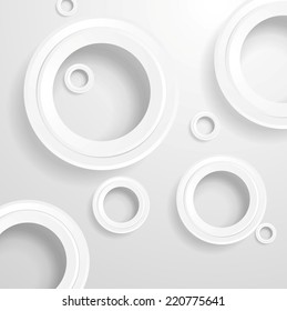 Abstract grey paper circles background. Vector design