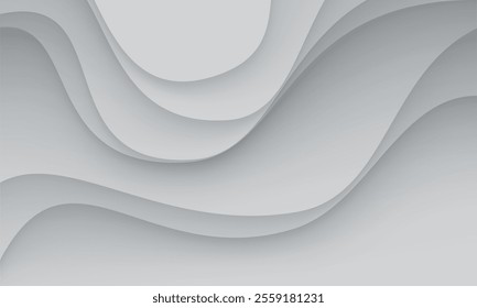 Abstract grey paper cut curve wave shadow vector illustration.
