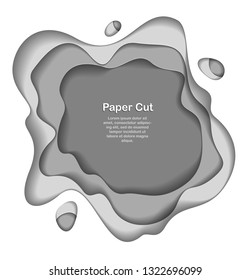 Abstract grey paper cutout curvy shapes layered, vector illustration in paper cut style. layout for business card, presentations, flyers or posters.