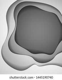 Abstract grey paper cutout curvy shapes layered, vector illustration in paper cut style. layout for business card, presentations, flyers or posters.
