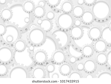 Resumen del fondo tecnológico de los engranajes de papel gris. Diseño de vectores