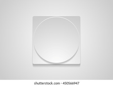 Abstract grey paper geometric web icon sticker. Vector square and circle graphic design