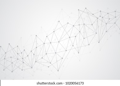 Abstract Grey Polygonal Space Background with Connecting Dots and Lines.