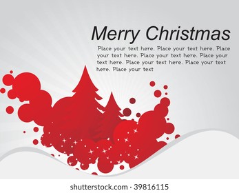 abstract grey rays background with maroon christmas tree and shiny star