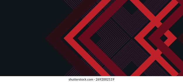 Dirección de flecha roja gris Abstractas en diseño de espacio vacío oscuro con fondo futurista moderno. Ilustración vectorial.

