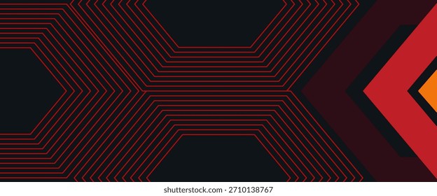 Abstract grey red arrow direction on dark empty space design with modern futuristic background. vector illustration.