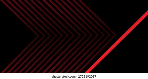 Direção de seta vermelha cinza abstrato no projeto de espaço vazio escuro com fundo futurista moderno. ilustração vetorial.