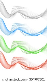 Abstract grey red blue green wave isolated on white background. Vector illustration for modern business design. Futuristic wallpaper. Cool element for presentation, 