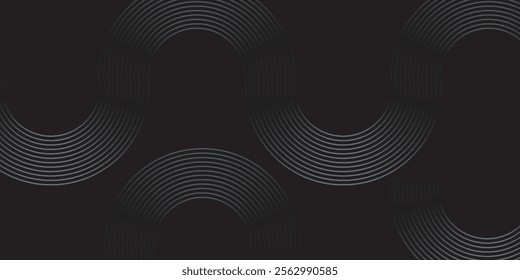 Abstract grey and red circle line vector on dark background. Modern simple overlap circle lines texture creative design. Suit for poster, cover, banner, flyer, brochure, presentation, website