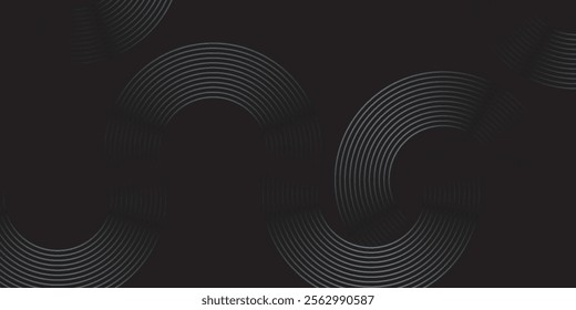 Abstract grey and red circle line vector on dark background. Modern simple overlap circle lines texture creative design. Suit for poster, cover, banner, flyer, brochure, presentation, website