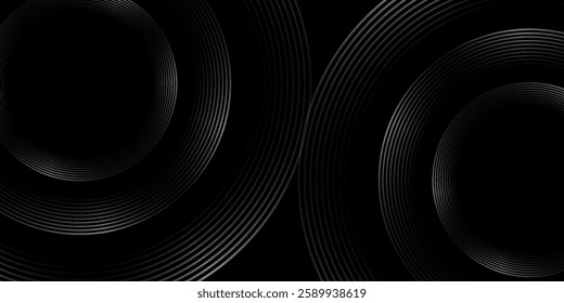 Abstract grey and red circle line vector on dark background. Modern simple overlap circle lines texture creative design. vector