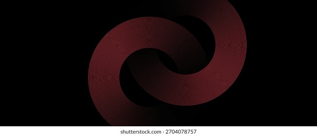 Abstractas Vector de línea circular gris y rojo sobre fondo oscuro. Diseño creativo moderno de textura de líneas circulares superpuestas simples. Traje para el cartel, cubierta, Anuncio, volante, folleto, presentación, Sitio web

