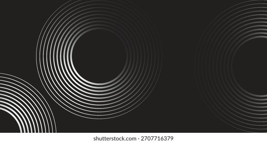Abstractas Vector de línea circular gris y rojo sobre fondo oscuro. Diseño creativo moderno de textura de líneas circulares superpuestas simples.