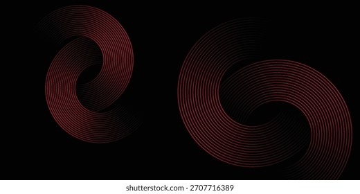 Abstrakter grauer und roter Kreislinienvektor auf dunklem Hintergrund. Moderne einfache Überlappung Kreislinien Textur kreatives Design. Anzug für Poster, Cover, Banner, Flyer, Broschüre, Präsentation, Website